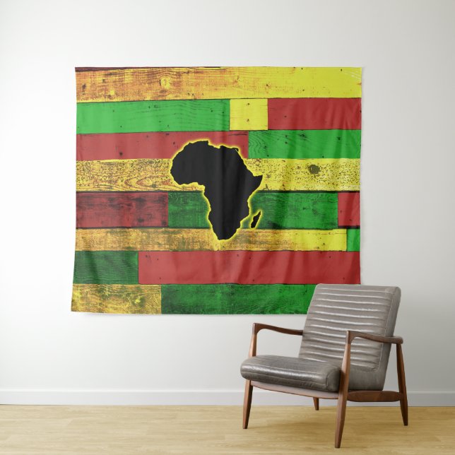 Africa on Wooden Boards Tapestry (In Situ (Horizontal))