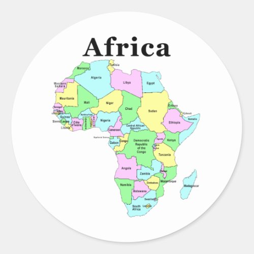 Africa _ Political Map Classic Round Sticker