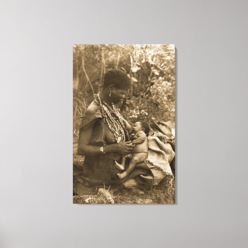 AFRICA POWERFUL WOMAN BREASTFEEDING VINTAGE SEPIA CANVAS PRINT