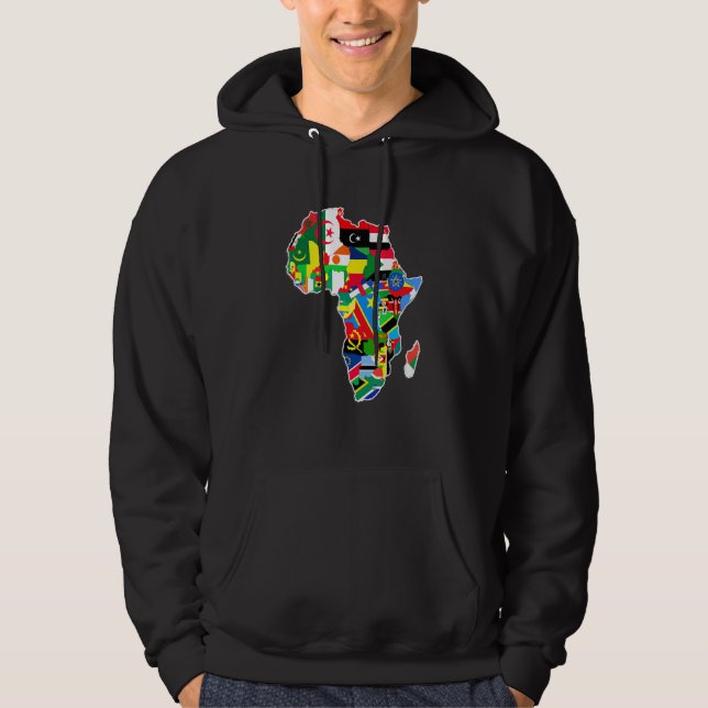 Africa Pride African Continent Map With Flags For  Hoodie (Front)