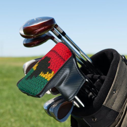  Africa Red Black Gold Green Artisan Crochet Print Golf Head Cover