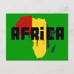 Africa Reggae Rasta flag of Africa Map Postcard