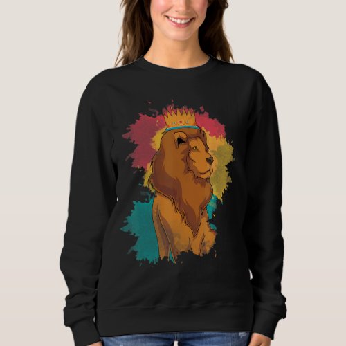 Africa Safari Animal King Zoo Animal  Colorful Lio Sweatshirt