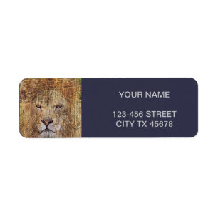 Africa safari animal wildlife majestic lion label