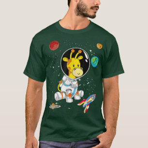 Africa Safari Giraffe Space Scientist Cute Animal T-Shirt