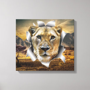 Africa-Safari Lioness Wildlife-Art Canvas Print