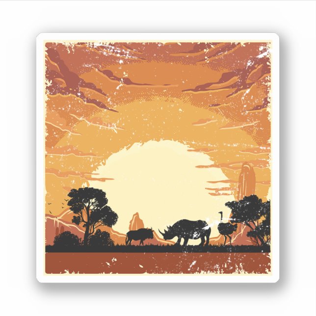 Africa Savanna Rhino Save The Black Rhino. If you  Sticker (Front)