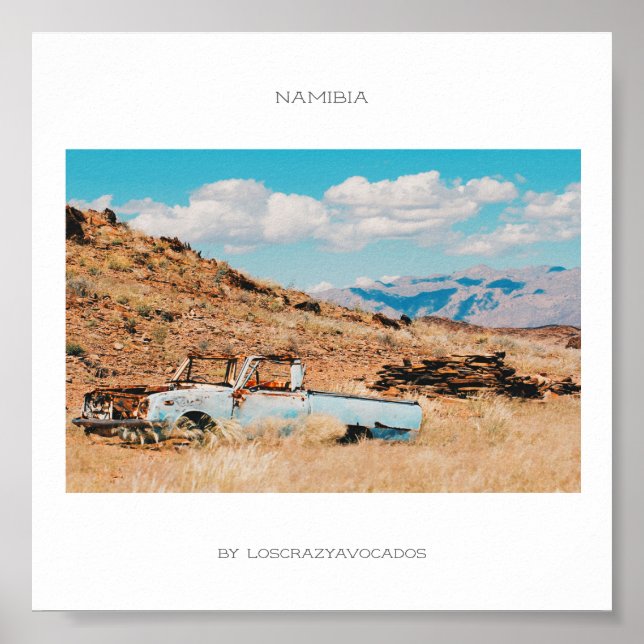 Africa Savannah Grass Car Mountains Namibia Poster (Front)