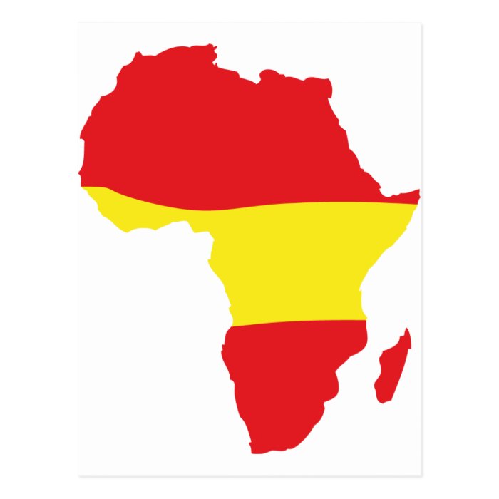 africa shape spain flag postcard