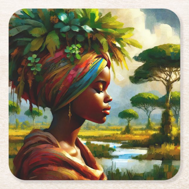 Africa Square Paper Coaster (Front)