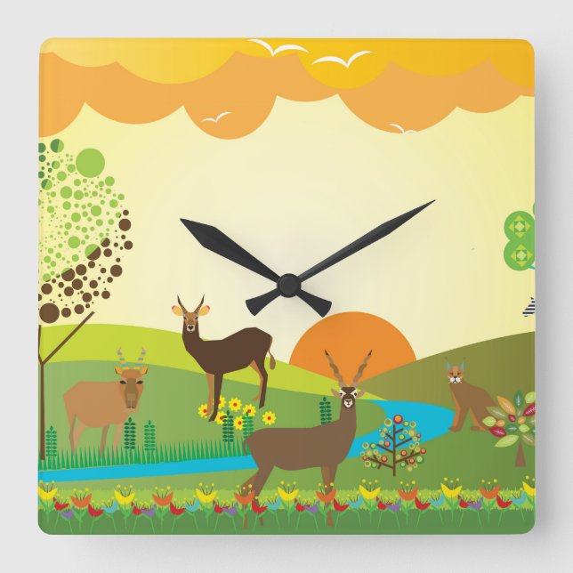 Africa Square Wall Clock (Front)