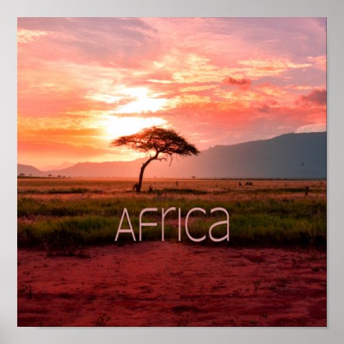 Africa Sunset African Poster