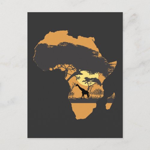 Africa Sunset Continent Safari Giraffe Postcard