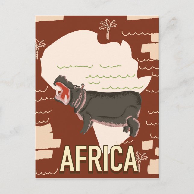 Africa vintage travel poster. postcard (Front)