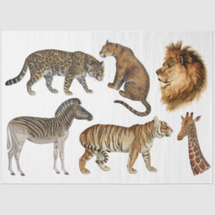 Africa Wild Animals Lion Leopard Vintage Decoupage Tissue Paper