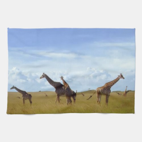 Africa wild Savannah Giraffe  Kitchen Towel
