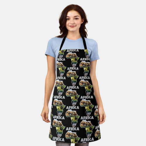 Africa Wildlife Continent Collage White Text Apron