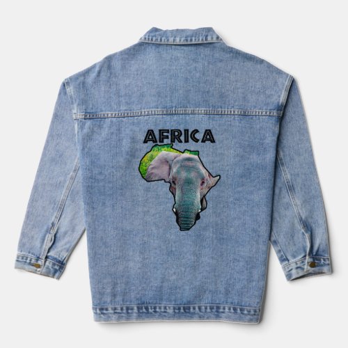 Africa Wildlife Continent Elephant Bull 3  Denim Jacket