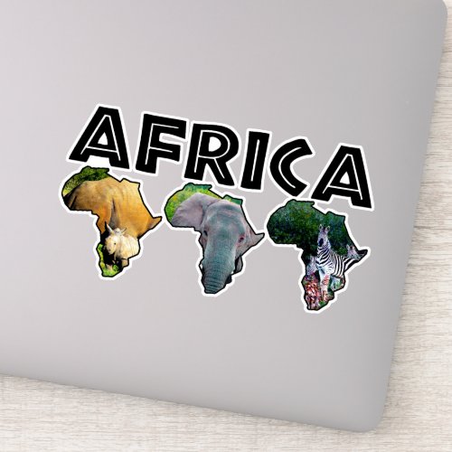 Africa Wildlife Continent Trio Black Text Sticker