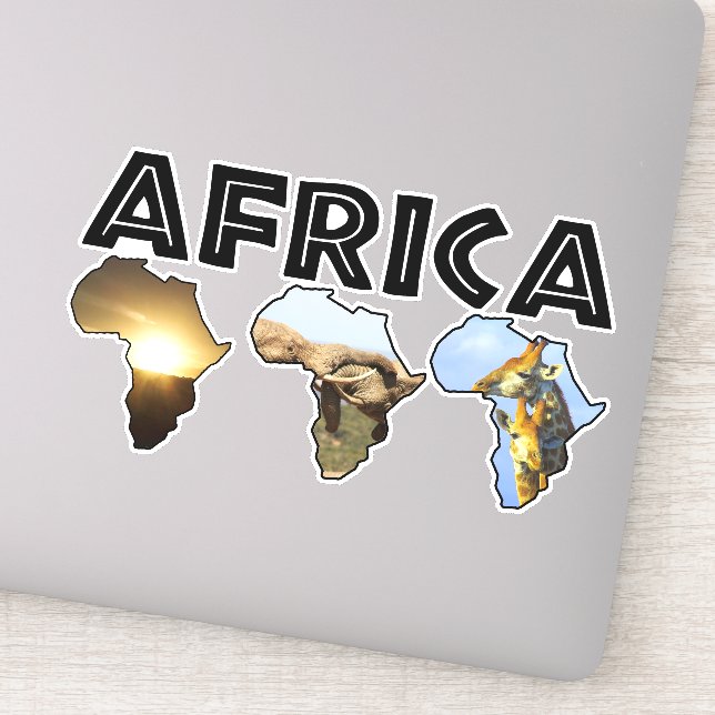 Africa Wildlife Continent Trio Black Text Sticker (Detail)