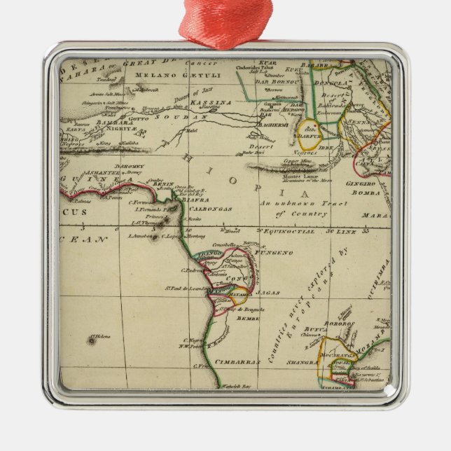 Africa with boundaries outlined metal ornament (Front)