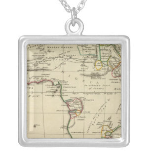 Africa with boundaries outlined silver plated necklace