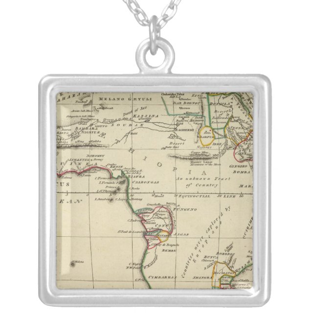 Africa with boundaries outlined silver plated necklace (Front)
