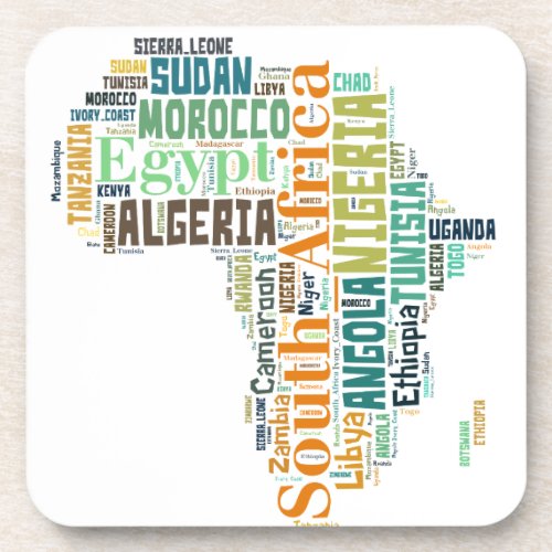 Africa Word Art Beverage Coaster