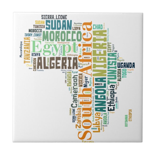 Africa Word Art Ceramic Tile (Front)