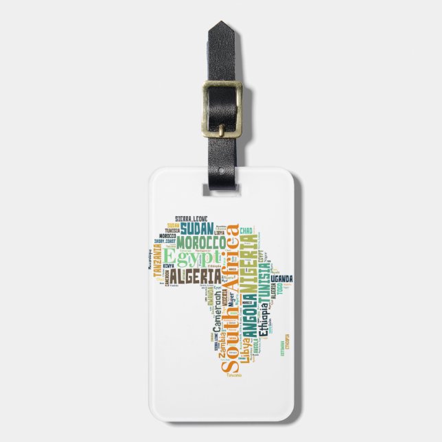 Africa Word Art Luggage Tag (Front Vertical)