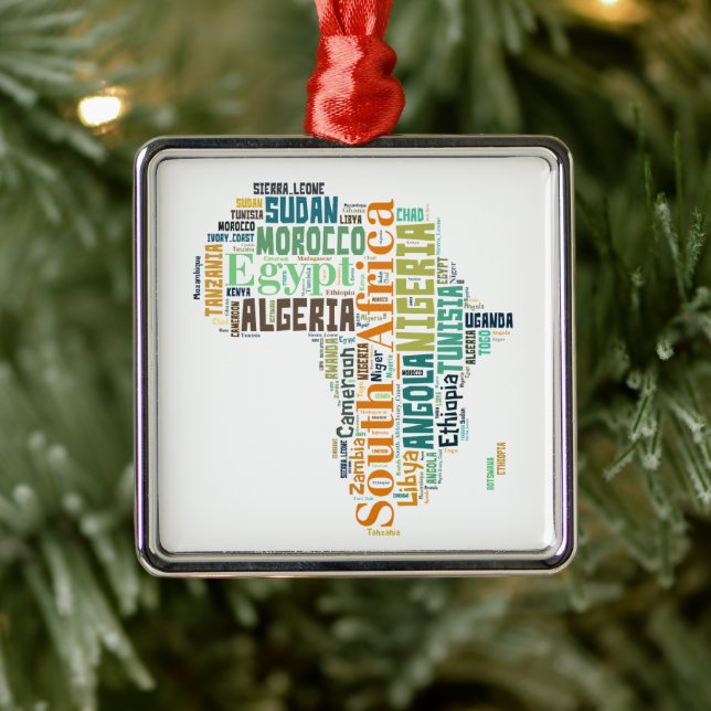 Africa Word Art Metal Ornament (Tree)