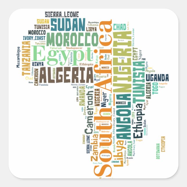 Africa Word Art Square Sticker (Front)