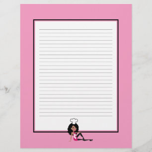 Africal American Woman Recipe Pages Lined