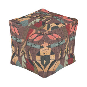 African 3D Tapestry Outdoor Pouf