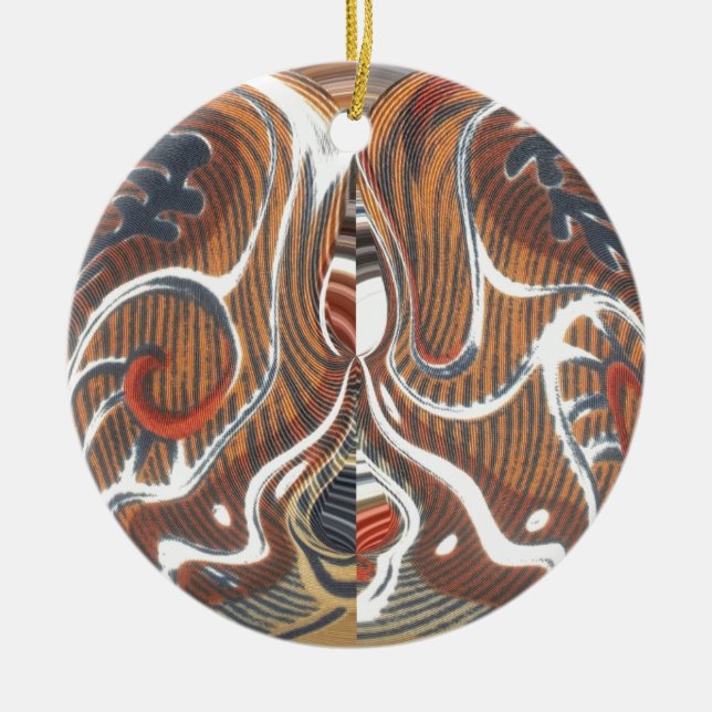 African Abstract Art Print Ceramic Ornament (Front)