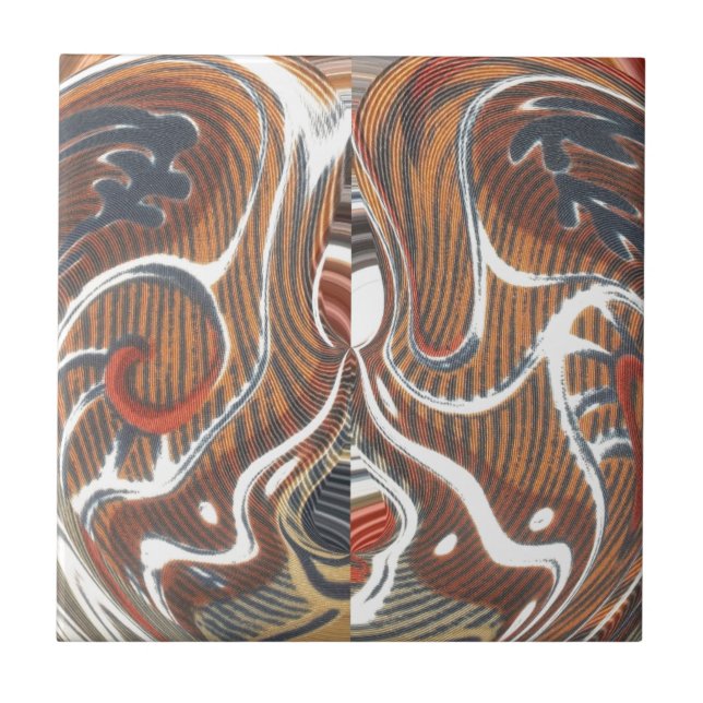 African Abstract Art Print Ceramic Tile (Front)