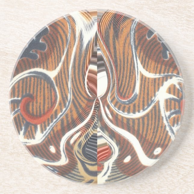 African Abstract Art Print Sandstone Coaster (Front)