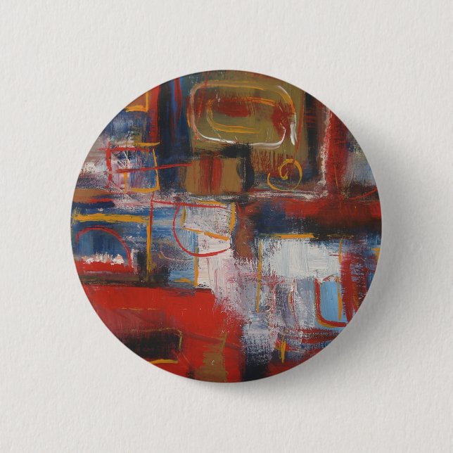 African Abstract Art - Squares & Circles Pinback Button (Front)