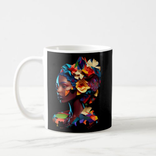 African Abstract Beautiful Origami Black Queen Flo Coffee Mug