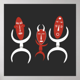 african abstract dancing figure poster