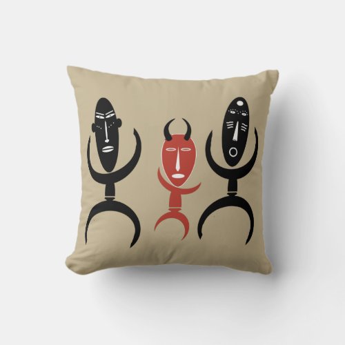 african abstract dancing figure throw pillow