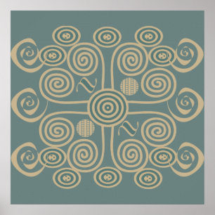 African abstract decorated geometric pattern poster