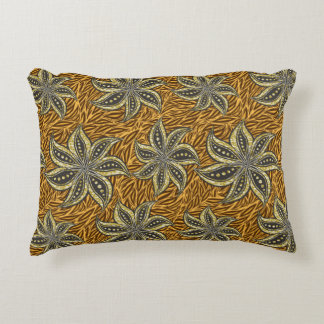African Abstract Floral Batik Style Accent Pillow
