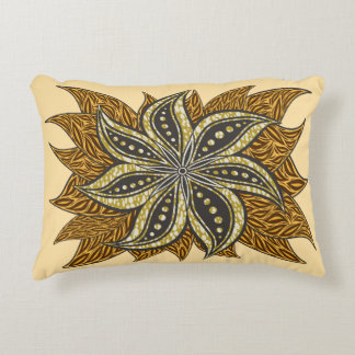 African Abstract Floral Batik Style Accent Pillow