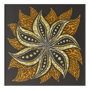 African Abstract Floral Batik Style Acrylic Print