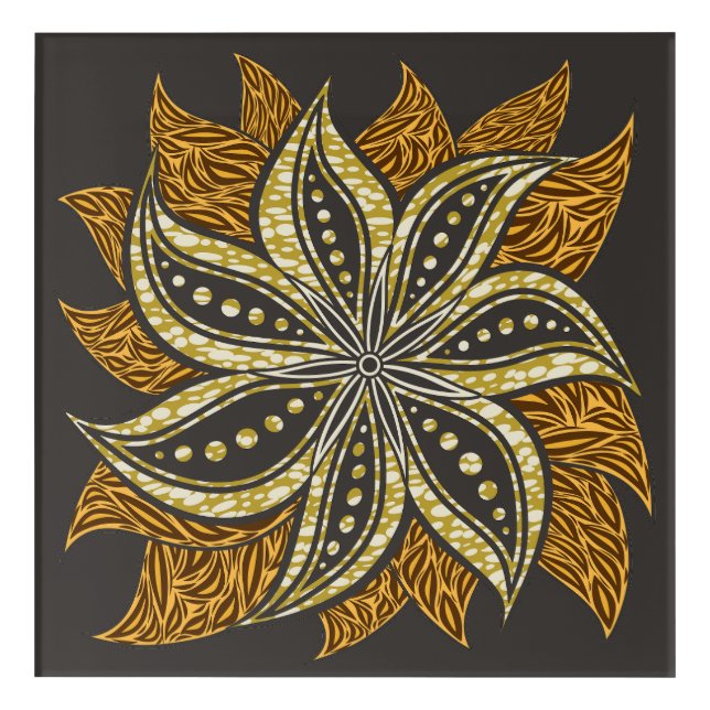 African Abstract Floral Batik Style Acrylic Print (Front)