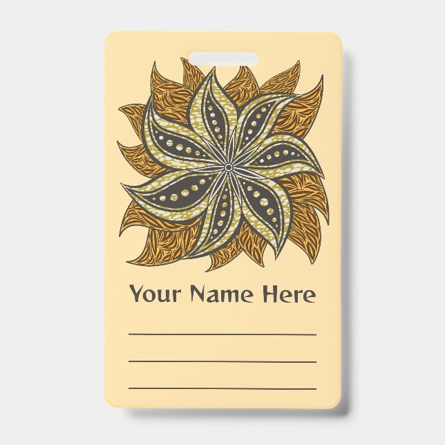 African Abstract Floral Batik Style Badge (Front)
