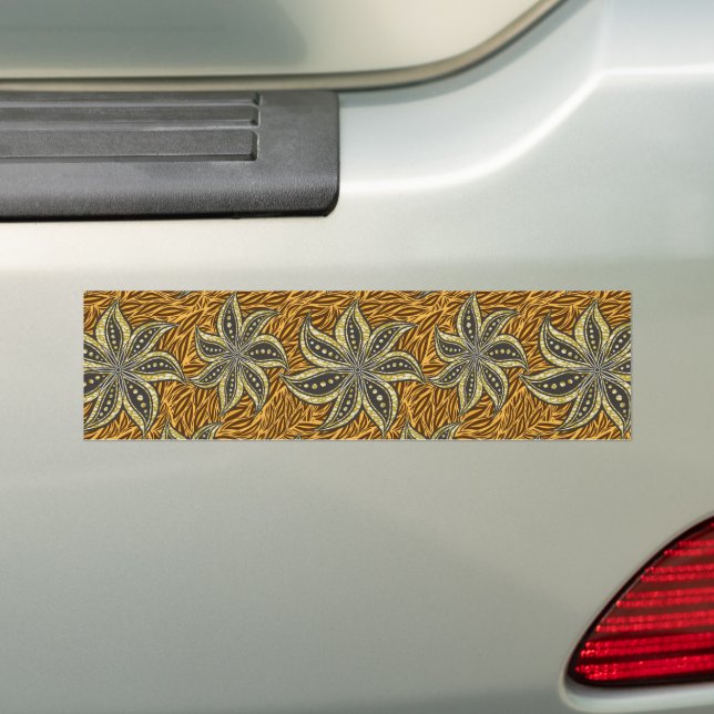 African Abstract Floral Batik Style Bumper Sticker (On Car)