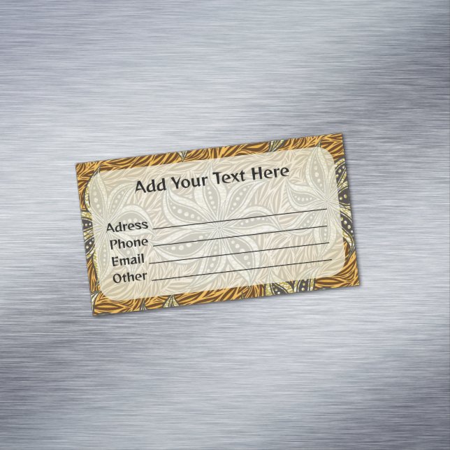 African Abstract Floral Batik Style Business Card Magnet (In Situ)