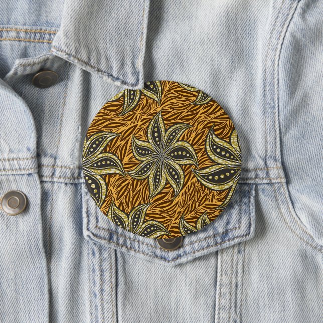 African Abstract Floral Batik Style Button (In Situ)